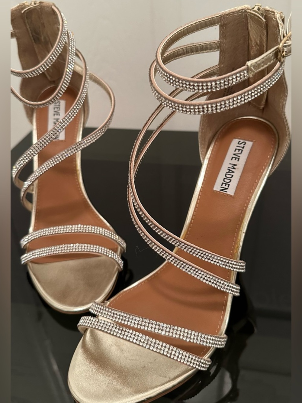 Steve Madden Gold Rhinestone Strappy Heels